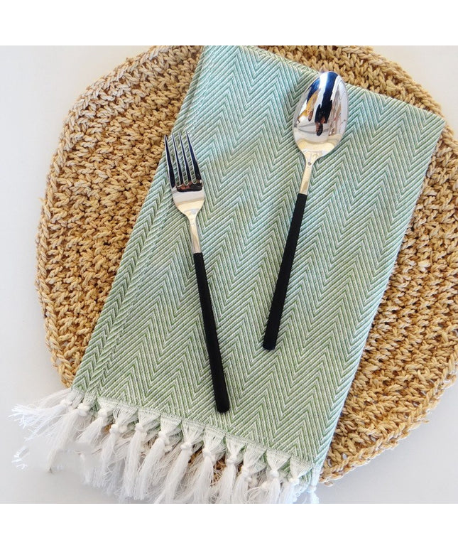 Cotton Herringbone Napkins ✨ – Fringed, 5 Colours