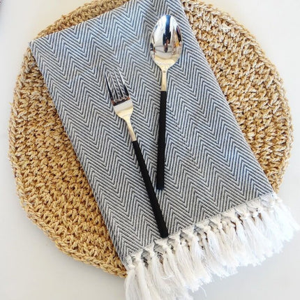 Cotton Herringbone Napkins ✨ – Fringed, 5 Colours