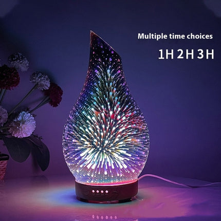 3D Glass Wood Grain Bevel Ultrasonic Cool Mist Humidifier