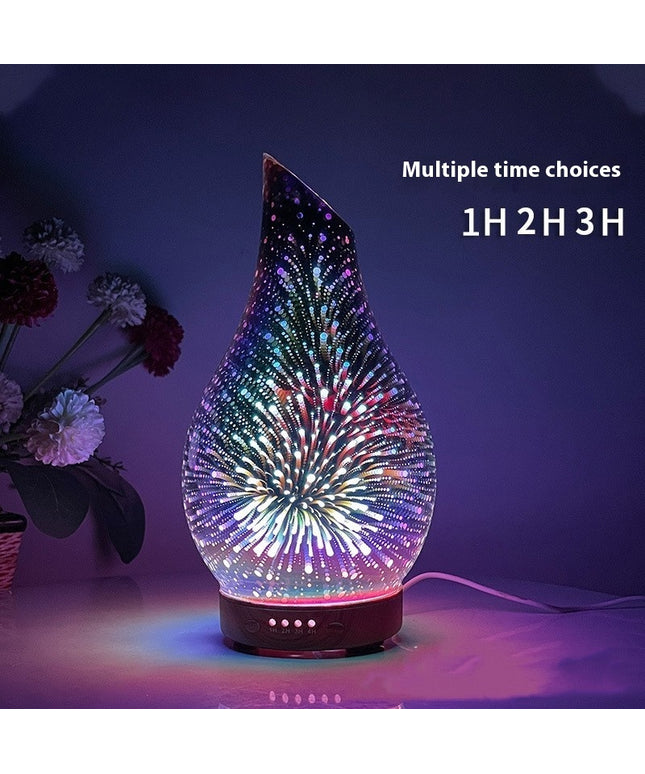 3D Glass Wood Grain Bevel Ultrasonic Cool Mist Humidifier