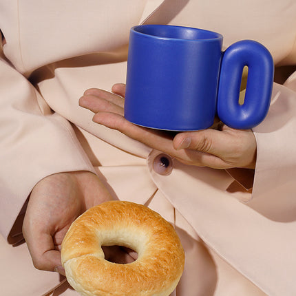Nordic Style Mug ☕ – Royal Blue or White, Artistic Ceramic
