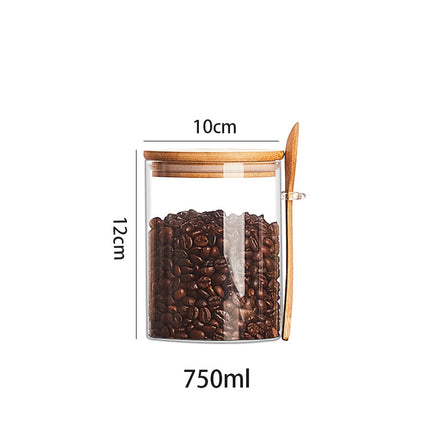 Glass Storage Jar with Spoon Kitchen Canister Set