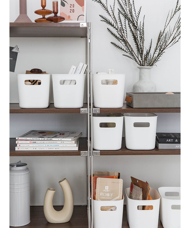 Plastic Storage Basket 🗂️ – Large or Small, White with Handles