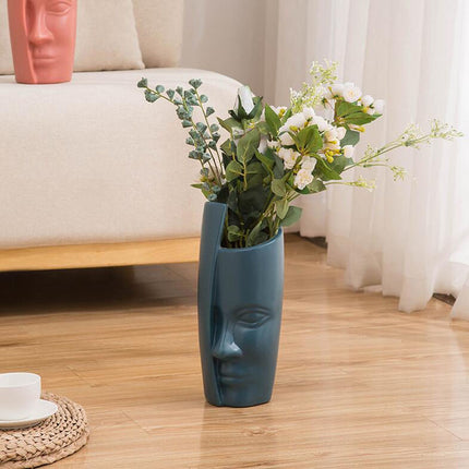 Abstract Face Vase – European Art Style Statement Piece