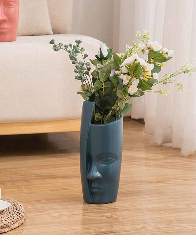 Abstract Face Vase – European Art Style Statement Piece