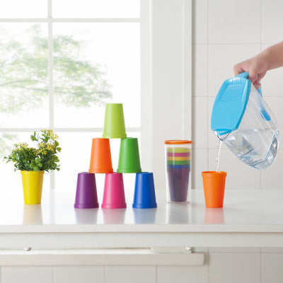 7-Pack Plastic Tumblers 🌈 – 200ml with Storage Case, Rainbow Colours