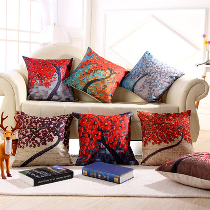 Oil Painting Cushion Cover | Artistic Cotton Linen Pillow 45x45