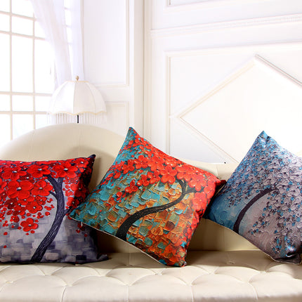 Oil Painting Cushion Cover | Artistic Cotton Linen Pillow 45x45