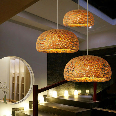 Bamboo Woven Droplight – Natural Fibre Chandelier Light