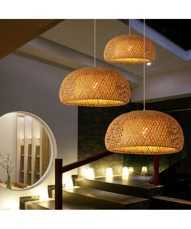 Bamboo Woven Droplight – Natural Fibre Chandelier Light