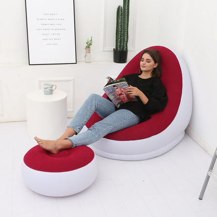 Inflatable Lounge Chair & Footstool | Cosy Foldable Chill Seat