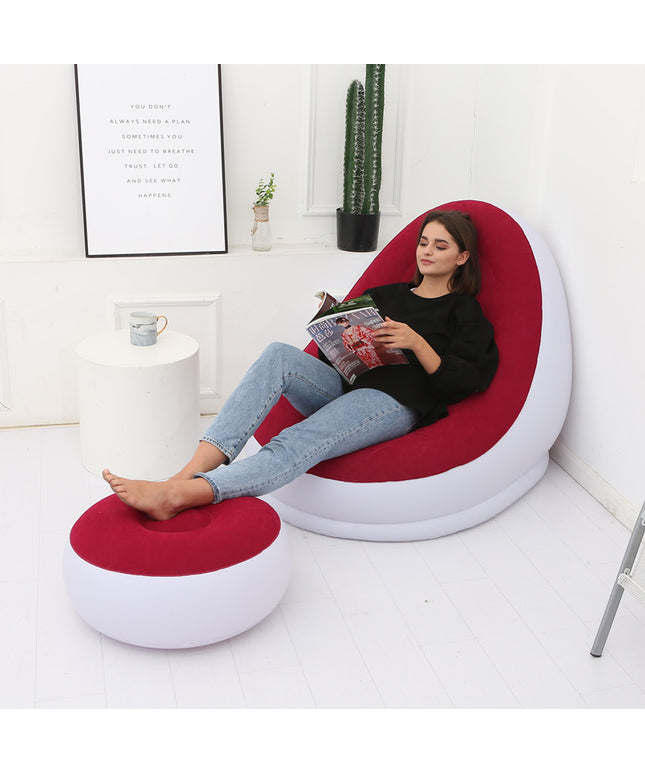 Inflatable Lounge Chair & Footstool | Cosy Foldable Chill Seat