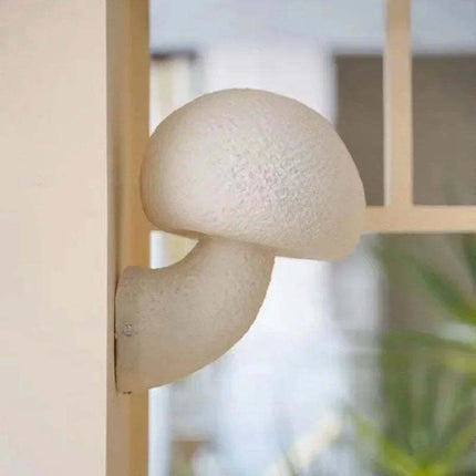 Nordic Mushroom Wall Light – White Resin LED Lamp (Indoor & Outdoor Use)