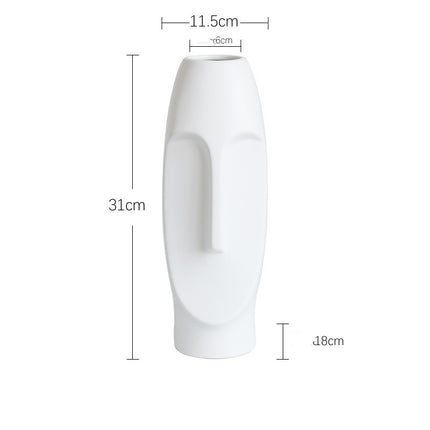 Tall Abstract Face Vase – Nordic Sculptural Ceramic Statement