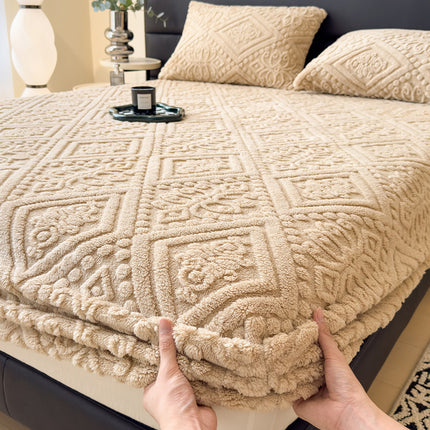 Embossed Velvet Fitted Sheet | Luxury Milk Fibre Cover