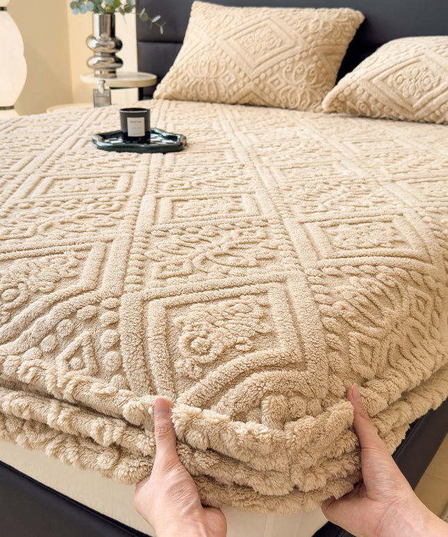 Embossed Velvet Fitted Sheet | Luxury Milk Fibre Cover