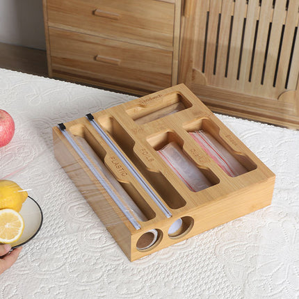 Bamboo Plastic Wrap Dispenser 🌿 – Double Layer or Storage Caddy