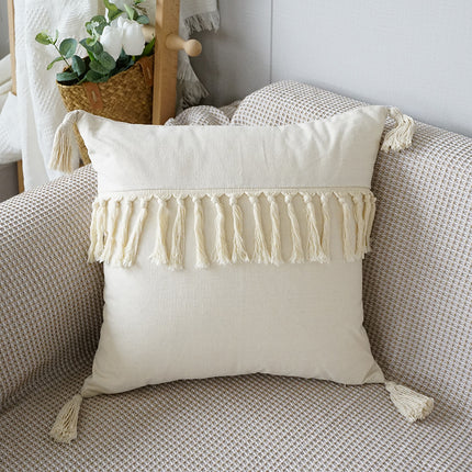 Boho Tufted Tassel Cushion Cover | Cream Decorative Pillowcase