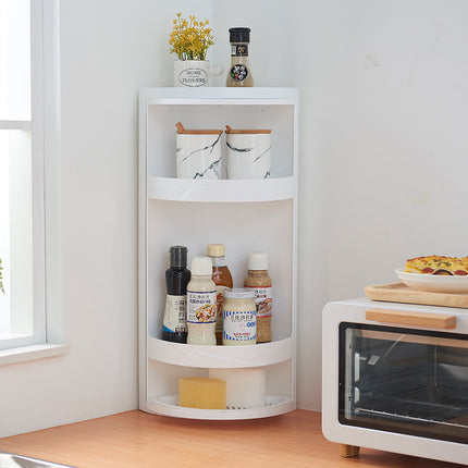 🌀 Rotatable Bathroom Makeup Organiser Corner Wall Storage Rack (White)