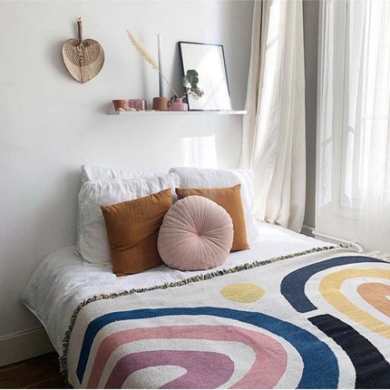Bohemian Rainbow Blanket Tapestry | Colourful Throw & Wall Decor