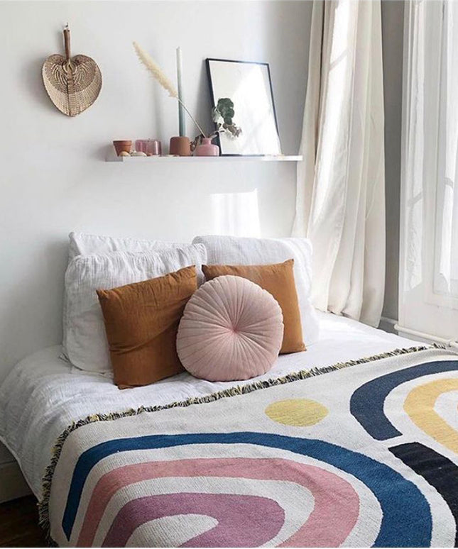 Bohemian Rainbow Blanket Tapestry | Colourful Throw & Wall Decor