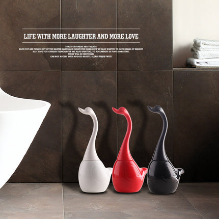 🦢 Swan Sculpt Toilet Brush Set – Ceramic Base Bathroom Cleaning Essential
