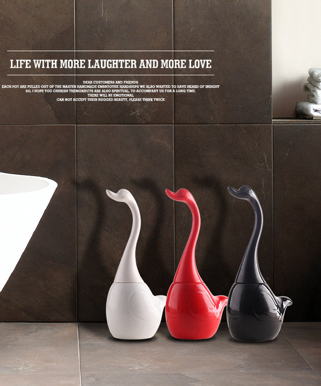 🦢 Swan Sculpt Toilet Brush Set – Ceramic Base Bathroom Cleaning Essential