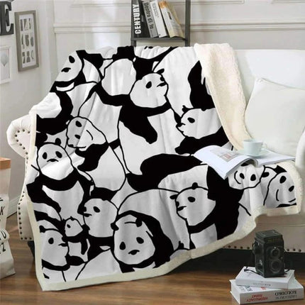 Panda Flannel Blanket – Quilted Coral Fleece Throw | Ikeame