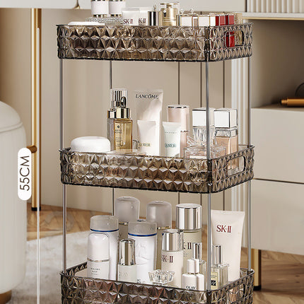 Luxury Bathroom Trolley Storage Rack – Transparent Diamond Design | Ikeame