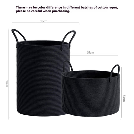 Cotton Rope Storage Basket - Large Woven Organiser in 9 colours (single or set)