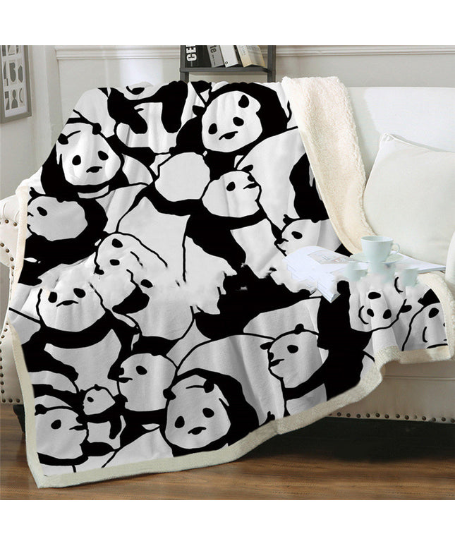 Panda Flannel Blanket – Quilted Coral Fleece Throw | Ikeame