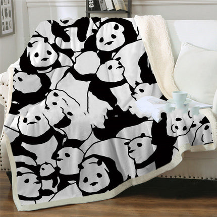 Panda Flannel Blanket – Quilted Coral Fleece Throw | Ikeame