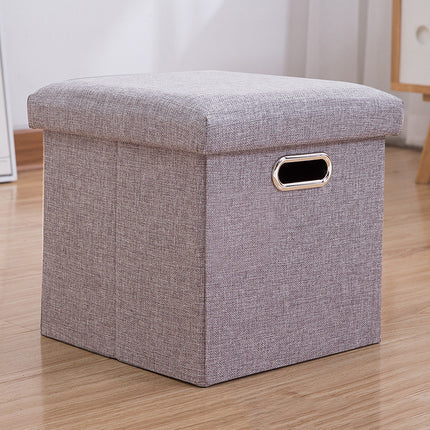 Storage Stool with Lid Linen Foldable Storage Box Seat