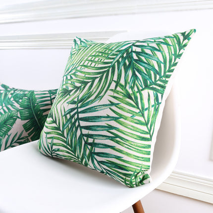 Green Palm Print Cushion Cover 🌿🍃