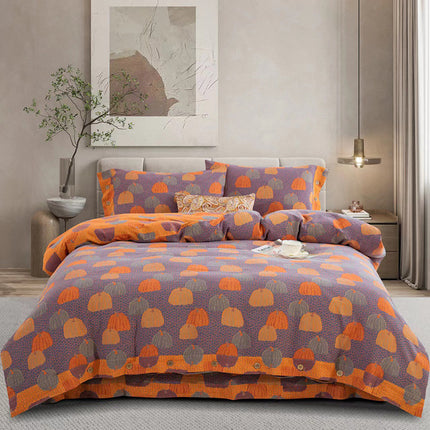 Cotton Floral Bedding Set | Jacquard 4 Piece Duvet Cover