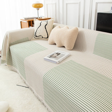 Striped Sofa Throw & Cover – Multiple Sizes in Green, Brown or Monochrome Tones 🛋️✨