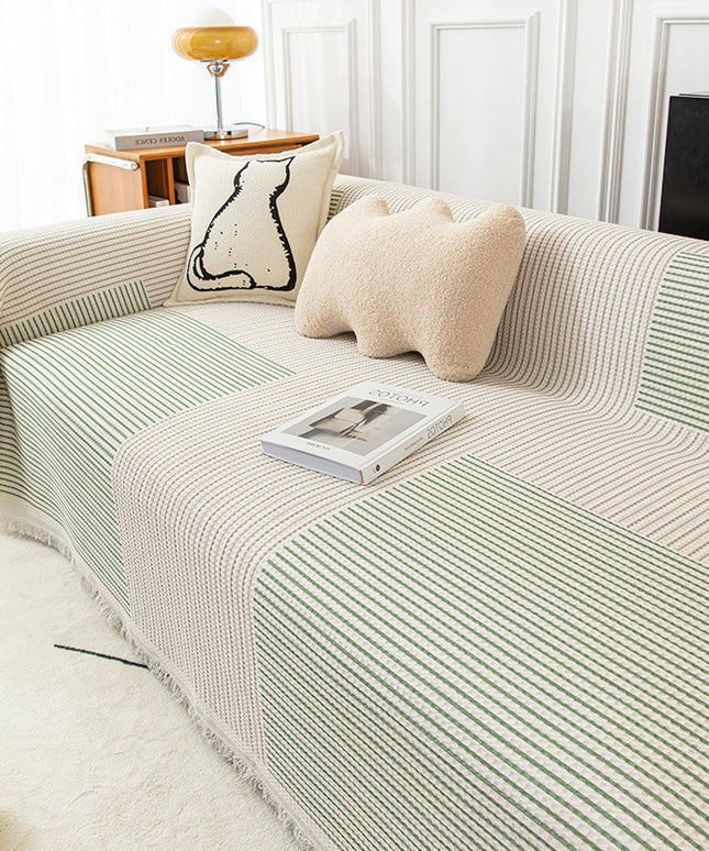 Striped Sofa Throw & Cover – Multiple Sizes in Green, Brown or Monochrome Tones 🛋️✨