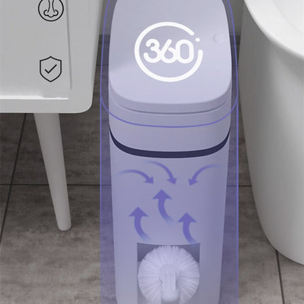 Narrow slit toilet trash bin with lid