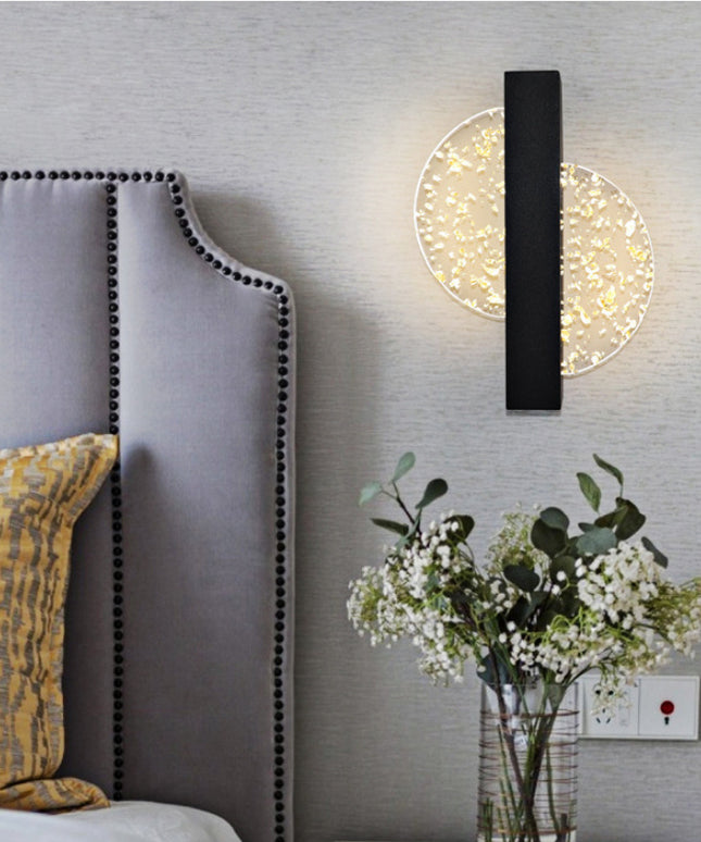 Luxury Modern Wall Light – Black with Gold Foil Accent & Acrylic Shade