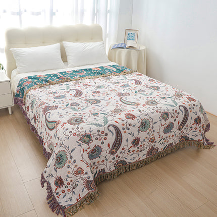 Reversible Cotton Sofa Cover | Paisley Floral Throw