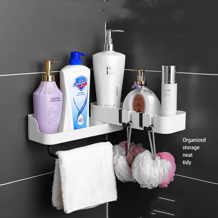 Adjustable Suction Wall Storage Shelf — 2 Tiers (White/Black or White/Grey)