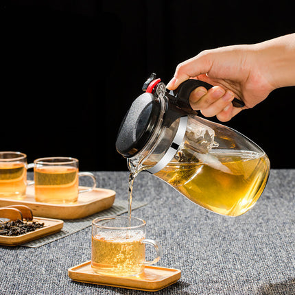 Drum-Shaped Glass Teapot 🍵 – Built-In Strainer, 3 Sizes