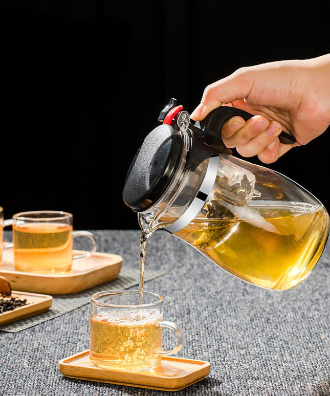Drum-Shaped Glass Teapot 🍵 – Built-In Strainer, 3 Sizes