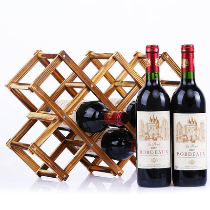Collapsible Wooden Wine Rack 🍷 – 3, 5, 6, or 10 Bottles