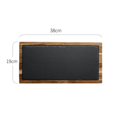 Acacia Wood Pizza Plate | Wooden Serving Board with Stone