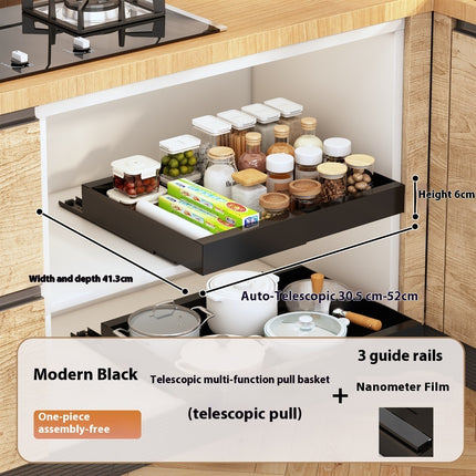 Telescopic Pull-Out Storage Shelf – Kitchen & Bathroom Organiser | Ikeame