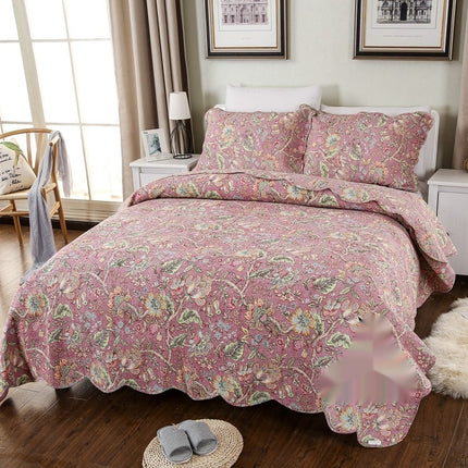 Cotton Bedspread Set | Double-Sided Geometric Quilt