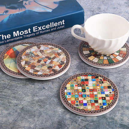 Boho Ceramic Coasters with Cork Base | Heat Resistant Drink Mats