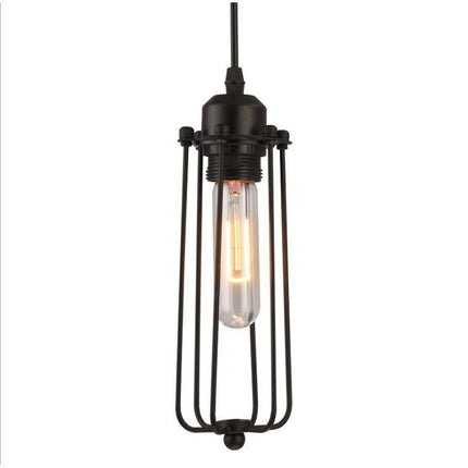 Retro Wrought Iron Pendant Light – Black Wire Cage Chandelier | Ikeame