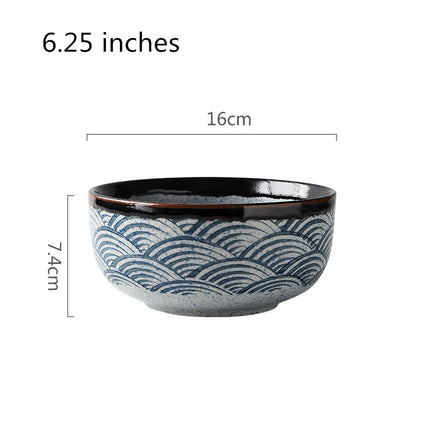 Sea Ripple Restaurant Restaurant Tableware Set Hotel Ceramic Rice Bowl Bone Dish Soup Spoon Tea Cup